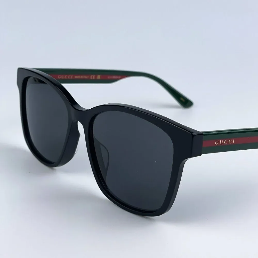 NEW Gucci GG0417SK 001 Black Multicolour Grey Oval Unisex Sunglasses